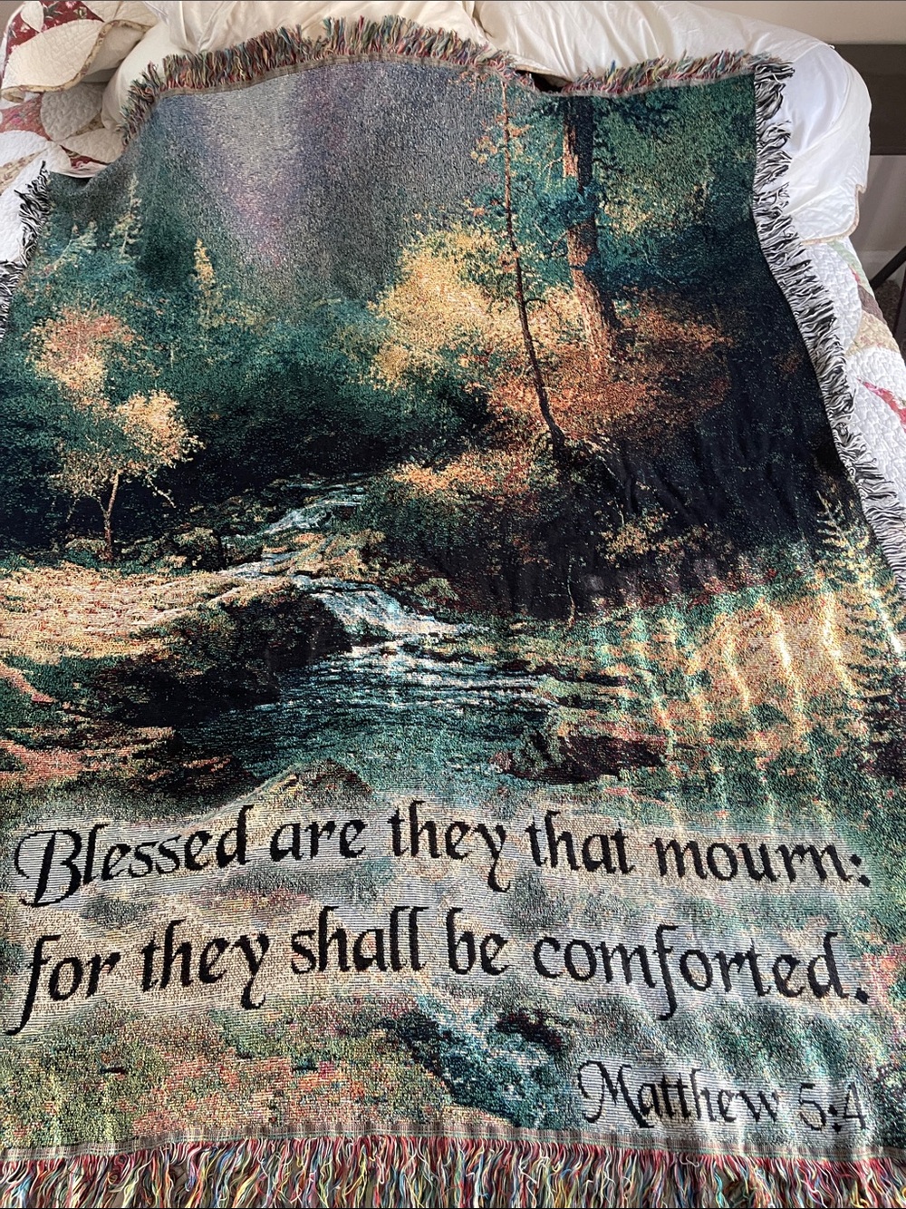Thomas Kinkade Multicolored Tapestry Throw New with tags